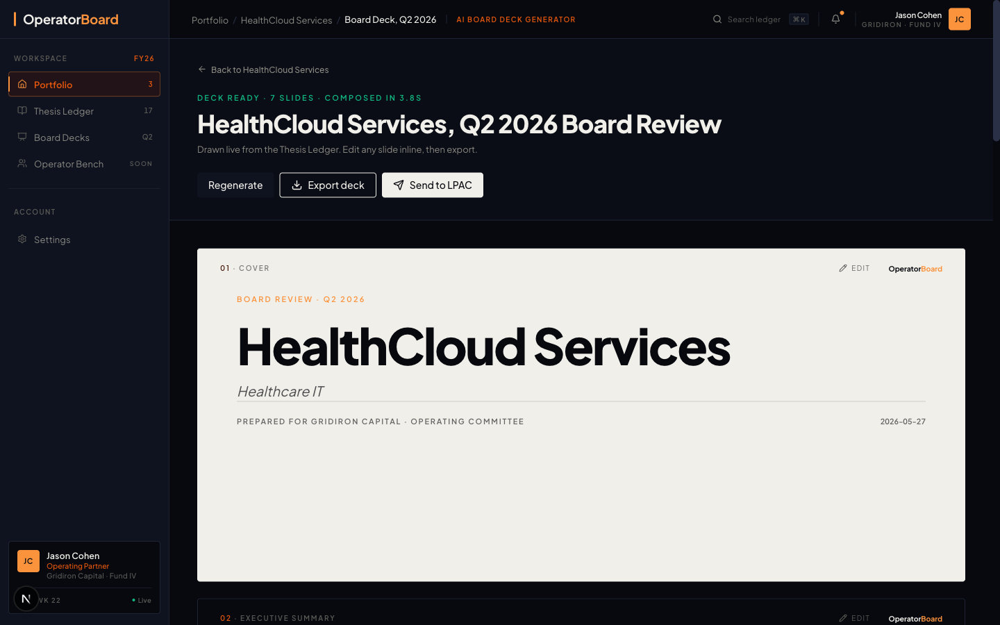 OperatorBoard AI Board Deck screen