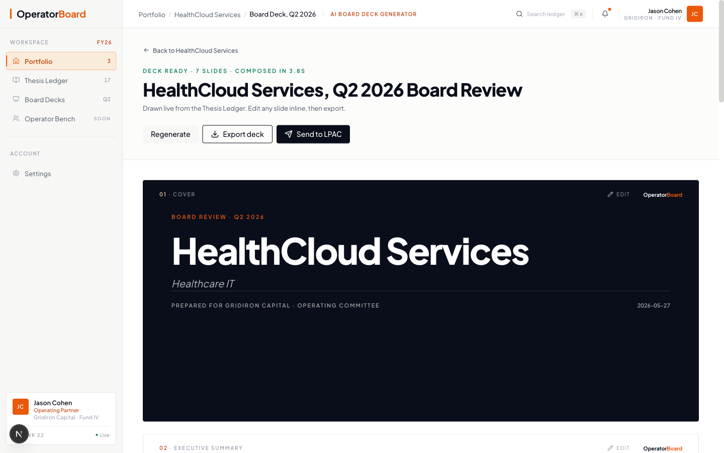 OperatorBoard AI Board Deck screen